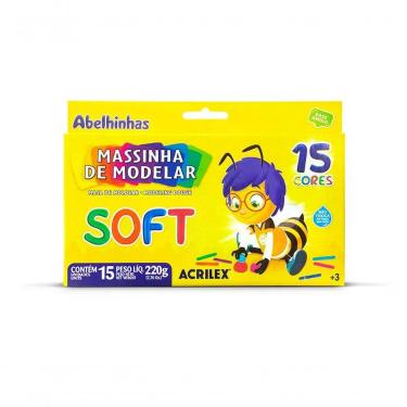 Imagem de Massinha para Modelar Escolar 07314 Soft 15 Cores Colorido Acrilex 220g