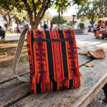 Imagem de Bolsa Peruana Lateral Transversal Grande Boho Franja Unisex - Artesana