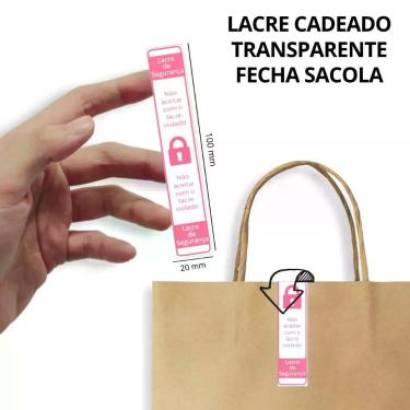 Imagem de 500 Lacres Adesivos de Segurança  Cadeado Rosa  Tam. 10 x 2 Cm - 4Food