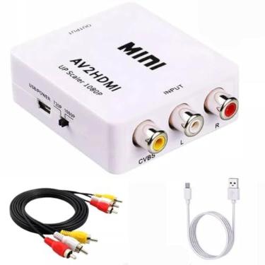 Imagem de Kit Conversor RCA para HDMI Com Cabo, AV para HDMI, Mini 1080P Composto CVBS Adaptador de Áudio e Vídeo Compatível Com PAL/NTSC para TV/PC/PS3/STB/Xbox VHS/VCR/Blue-Ray DVD Players