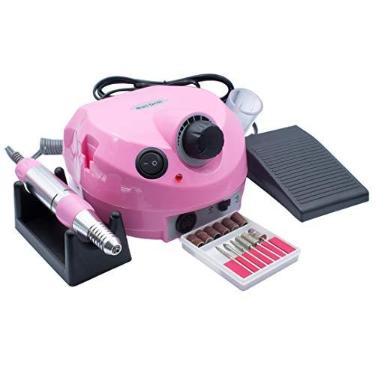 Imagem de Lixadeira Motor Elétrica Porquinho com Pedal para Unhas Nail Drill Profissional Bivolt 110v - 220v, Rosa