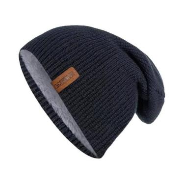 Imagem de Gorro De Inverno Unissex Com Forro De Pelúcia, Tricotado, Quente, Boné