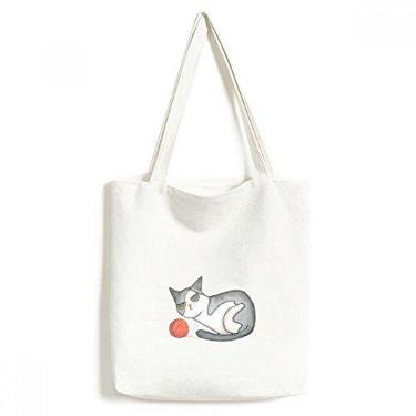 Imagem de Miaoji Bolsa de lona com pintura em aquarela Fantoche para gatos bolsa de compras casual