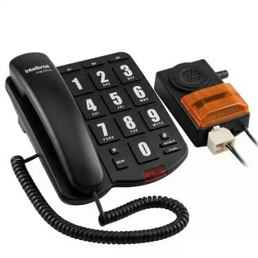 Imagem de Kit Telefone Fixo Teclas Grandes + Campainha Amplificada Luz Alto Som 