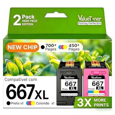 Imagem de Valuetoner Cartucho de Tinta Compatível para HP 667 667XL Para DeskJet 2376 | Compatível com HP DeskJet Ink Advantage 1275 2374 2375 2775 5076 5276 6475 6476 6075 6476 (1 Preto 1 Colorido)