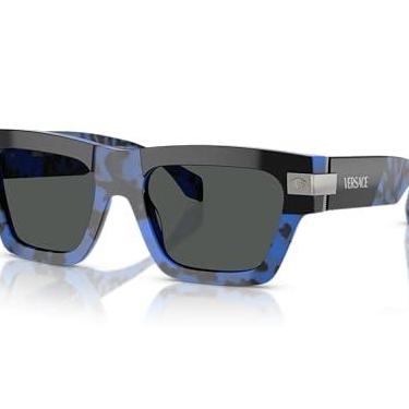 Imagem de Versace Óculos de sol masculino armação azul Havana, lentes cinza escuro, 55 mm