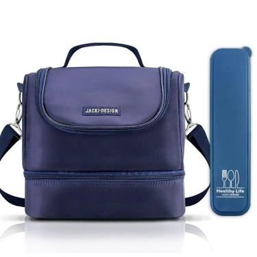 Imagem de Bolsa Térmica Marmita Lancheira Necessaire 2 Divisórias Compartimentos