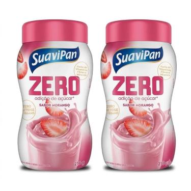 Imagem de Kit Bebida Em Pó Morango Zero Açúcar - Suavipan 2 Unidades 210g