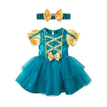 Imagem de Fantasia infantil de princesa para meninas, vestido de Halloween com faixa de cabeça, #17, 3-6 Meses