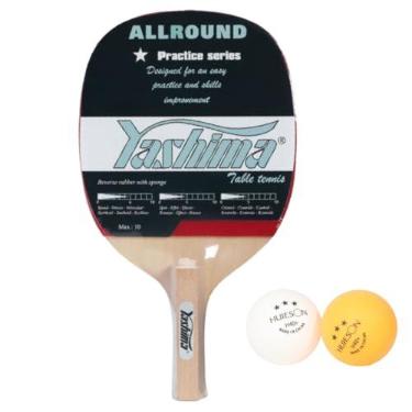 Imagem de Raquete Ping Pong Empunhadura Caneta Tênis de Mesa com Borracha + 02 Bolas Oficiais 3 Estrelas Huieson