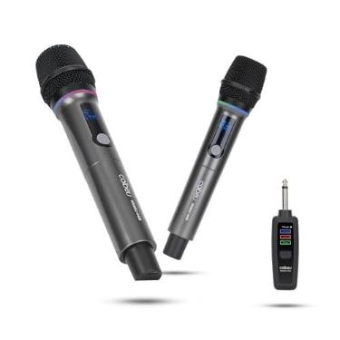 Imagem de Microfone Sem Fio Duplo RGB, Microfone Karaoke UHF, Microfone Dinamico, Microfone de Mão Profissional para Festas, Eventos, Aulas, Palestras, Lgreja, Desempenho, Entretenimento Familiar, MAC4406