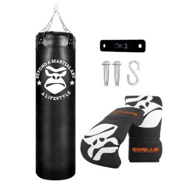 Imagem de Gorilla Kit Luta Saco de Boxe Muay Thai 120 cm + Luva Bate Saco + Suporte Aço para Saco de Pancada