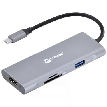 Imagem de Hub Usb Tipo C / Type C 7 Em 1 Com 3 Usb 3.0 + Leitor De Cartao Sd/tf + Hdmi + Tipo C Power Delivery