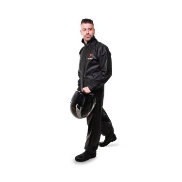 Imagem de Capa Roupa Chuva Pvc Preta Moto Motoqueiro Forrada Com Gola Tamanhos P