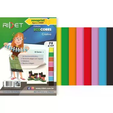 Imagem de Bloco para Educacao Artistica Criativo A3 8 Cores 75G. 32FLS Pacote - 