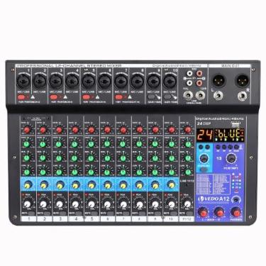 Imagem de mesa de som, vedo A12 12 canais digital/número profissional portátil com reverb bluetooth usb interface audio/áudio mixer