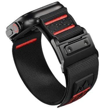 Imagem de KEEGOP Pulseira esportiva de nylon compatível com Apple Watch 49 mm, 45 mm, 44 mm e 42 mm, pulseira tática robusta para relógio inteligente masculino Ultra 2/Ultra séries 10, 9, 8, 7 e 6, fecho