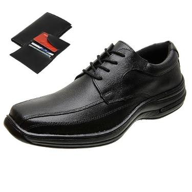 Imagem de Sapato Social Esporte Fino Ortopédico em Couro com Carteira Masculina Cor:Preto;Tamanho:37;Gênero:Masculino