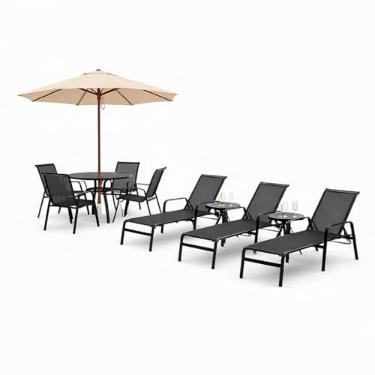Imagem de Kit completo de piscina jardim e área externa cadeiras mesa espreguiçadeiras chaise ombrelone