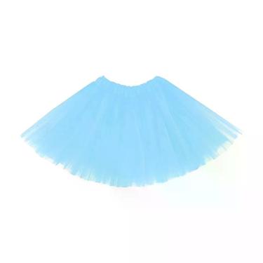 Imagem de Saia Tutu Infantil Tule 30cm Azul Claro com Camadas Extra Festas