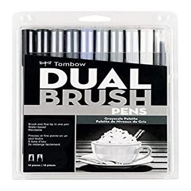Imagem de Estojo Dual Brush com 10 Canetas Pincéis, Cores Tons de Cinza