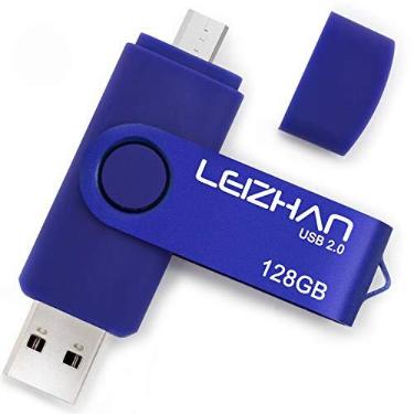 Imagem de LEIZHAN Micro Flash Drive 128GB USB OTG Micro Android Pendrive Photo Stick USB 2.0 Memory Stick para Samsung Galaxy, Xiaomi, LG, Sony, One-Plus, HTC, Meizu, Azul