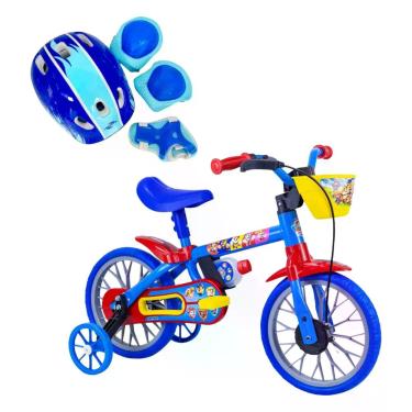 Imagem de Bicicleta Infantil Aro 12 Patrulha Canina + Kit de Proteção Azul - Uni