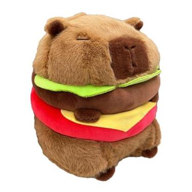 Imagem de Shakven Pelúcia Capivara,Brinquedo de Pelúcia Capivara Recheado | Almofada de pelúcia de boneca de capivara | Boneca de pelúcia em formato de hambúrguer macio e fofo, bichos de pelúcia para decoração