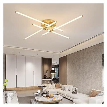 Imagem de Lustre moderno LED Lustres de teto compatíveis com decoração de sala de estar Lustre Quarto Cozinha Luminárias de iluminação interna Dimmer simples (cor: L95xw95cm Pequeno,