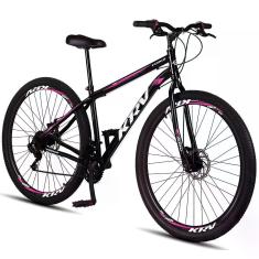 Bicicleta aro 29 Aço Carbono Preto e Rosa Gott Cronos Freio A Disco 21