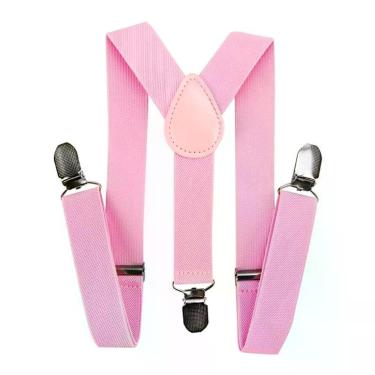Imagem de Suspensório Adulto Ajustável Liso em Poliéster e Metal Rosa Extra Festas