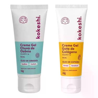 Imagem de Kit Creme Gel Facial Colágeno+ Creme Chuva De Ozônio Kokeshi - Kokeshi