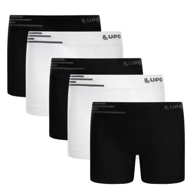 Imagem de Combo 5 Cueca Kids Microfibra Infantil Lupo Sem Costura, Preto e branc