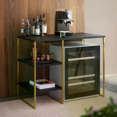 Imagem de Aparador Adega Industrial Bar Barzinho Bourbon Aço Dourado E Preto 95 Cm