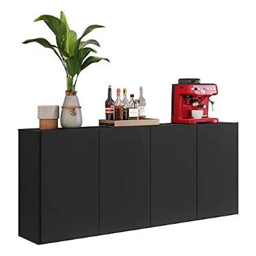 Imagem de Aparador Buffet 4 portas Veneza Multimóveis Preto.