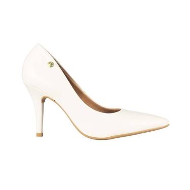 Imagem de Sapato Scarpin Vizzano Bico Fino Salto Alto Napa, 35, Off white
