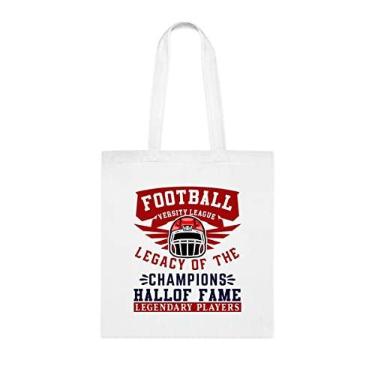Imagem de Sacola Legacy of the Champions da Liga da Versidade de Futebol, presente divertido, bolsa de ombro, bolsas reutilizáveis, ideia de presente de cesta de Natal de aniversário, Branco