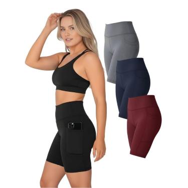 Imagem de Kit 3 Bermudas Fitness Feminina Bolso Lateral Cores Sortidas Cor:Color