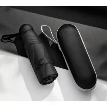 Imagem de Guarda Chuva OEM Mini Cápsula em Tecido Pongee 17 cm Preto Leve e Compacto para Uso Diário
