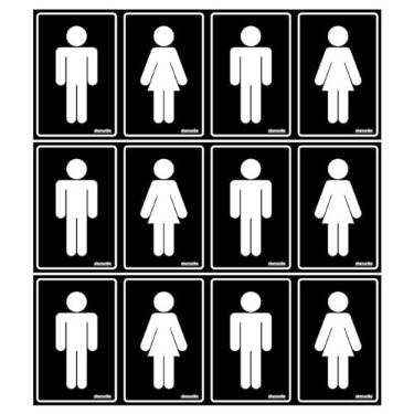 Imagem de Combo 6 Placas De Sinalização Banheiro Masculino - Feminino 20x15 Ekomunike - A-467 F9e