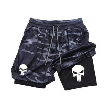 Imagem de Shorts Esportivos Masculinos 2 Em 1 De Secagem Rápida Com Bolsa Para C