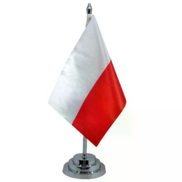 Imagem de Bandeira Mesa Dupla Face Polônia 29 Cm Alt Mastro