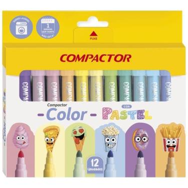 Imagem de Caneta Hidrografica Compactor Color Pastel 12CORES