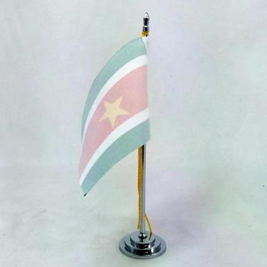 Imagem de Mini Bandeira De Mesa Suriname 15 Cm (mastro)poliéster