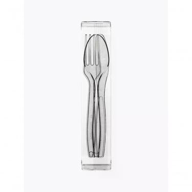 Imagem de Kit Talheres Descartáveis Kit Colher, Garfo e Faca Master com 500 Peças para Mesa em Festas Prata Branco Preto