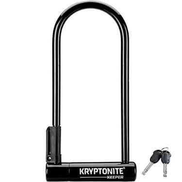 Imagem de Kryptonite Keeper Bike U-Lock, trava em U de segurança antifurto, manilha de aço de 12 mm com suporte de montagem e chaves, trava de alta segurança para bicicletas, scooters, preto