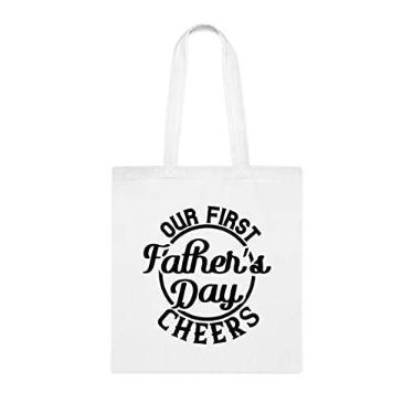 Imagem de Nossa sacola de torcida do primeiro dia dos pais, para pais, bolsa de ombro para pais, bolsas reutilizáveis para pais, presente para pais da filha favorita, filho e filhos, Branco