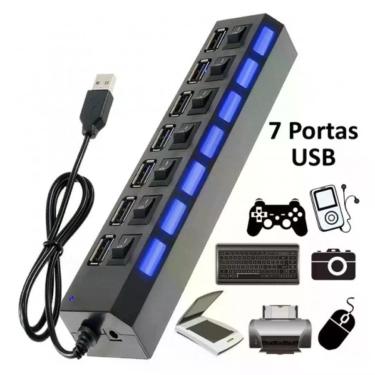 Imagem de Hub Usb 7 Portas C/ Chave Seletora 2.0 High Speed Preto