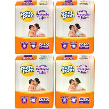 Imagem de KIT 4 Fraldas Pom Pom Derma Protek Jumbo Tamanho XG 20 unidades