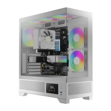 Imagem de Gabinete Gamer Gamdias Atlas M1 Branco - Lateral e Frontal em Vidro - 3 Coolers ARGB Inclusos